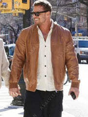 Ordinary Angels 2024 Alan Ritchson Brown Leather Jacket
