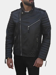 Zerick Black Biker Leather Jacket