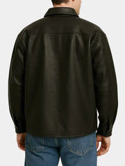 Men's Leather Oversized Shirt Jacket