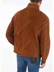 Mens Brown Sherpa Suede Jacket