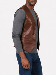 Colton Brown Leather Vest