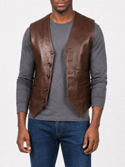 Colton Brown Leather Vest