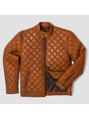 Men's Cafe Racer Quilted Leather Jacket