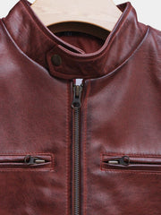 Declan Men's Cognac Cafe Racer Leather Jacket