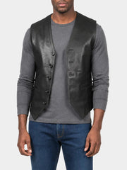 Colton Black Leather Vest