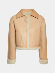 Cream Shearling Jacket For Women