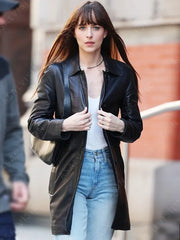 Materialists Dakota Johnson Black Leather Coat