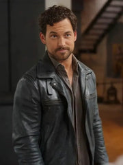 Inganno 2024 Giacomo Gianniotti Black Leather Jacket