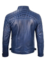 Diamond Classic Blue Leather Jacket