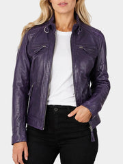 Diamond Classic Purple Leather Jacket