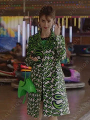 Emily Cooper Emily in Paris Season 3 Green Printed Coat