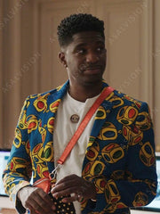 Julien Emily In Paris Season 3 Blue Printed Blazer