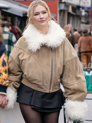 Emily In Paris S04 Camille Suede Leather Fur Jacket