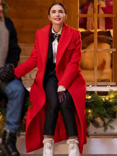 Emily in Paris Season 4 Emily Cooper Red Wool Trench Coat