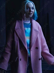 Enid Sinclair Wednesday Pink Wool Coat