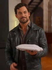 Inganno 2024 Giacomo Gianniotti Black Leather Jacket