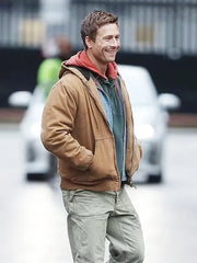 The Running Man Glen Powell Brown Hooded Jacket