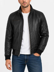 Orsley Black Hooded Leather Jacket