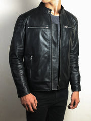 Fenric Men's Black Cafe Racer Jacket