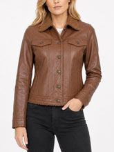 Ulani Cognac Brown Leather Sherpa Lined Jacket