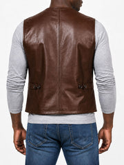 Colton Brown Leather Vest