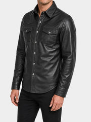 Zevran Black Lighweight Leather Shirt