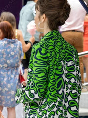 Emily Cooper Emily in Paris Season 3 Green Printed Coat