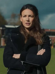 Maya Stern Fool Me Once Black Shearling Leather Jacket