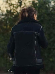 Maya Stern Fool Me Once Black Shearling Leather Jacket