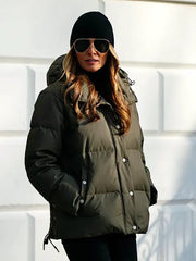 Melania Trump Green Hooded Puffer Jacket