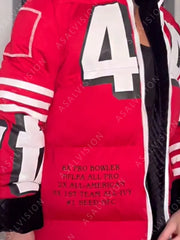 Kristin Juszczyk 49ers Red Puffer Jacket