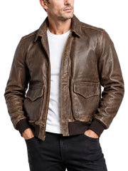 Thatcher A2 Brown Leather Bomber Jacket