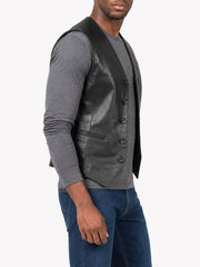 Colton Black Leather Vest