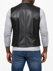 Colton Black Leather Vest