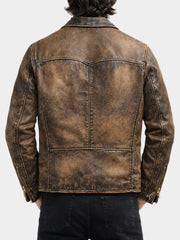 Rexford Vintage Distressed Brown Biker Leather Jacket