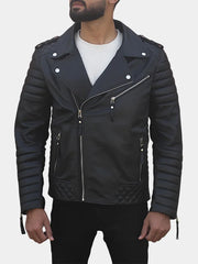 Zerick Black Biker Leather Jacket