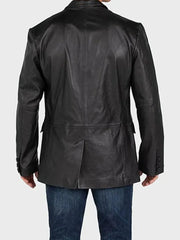 Men's Black Leather Blazer