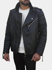 Zerick Black Biker Leather Jacket
