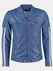 Graysonix Blue Leather Jacket