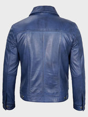Northen Blue Trucker Leather Jacket