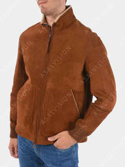 Mens Brown Sherpa Suede Jacket