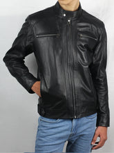 Zevian Men's Cafe Racer 2026 Black Leather Jacket