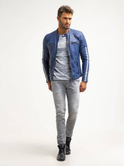 Graysonix Blue Leather Jacket