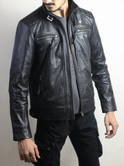 Men's Diamond Classic Leather Jacket With Hood
