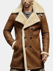 Veyron Brown Shearling Leather Coat