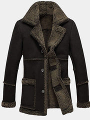 Mens Reacher Style Black Shearling Coat