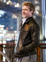 Wolves 2024 Brad Pitt Black Leather Jacket