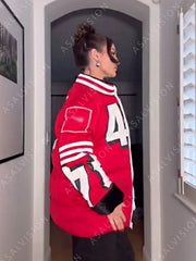Kristin Juszczyk 49ers Red Puffer Jacket
