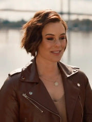 Falling Together 2024 Natalie Calder Brown Leather Jacket
