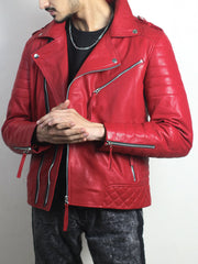 Zerick Red Biker Leather Jacket